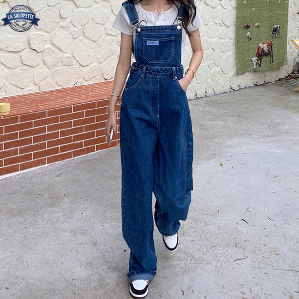 Denim Dungarees Prussian High Waist