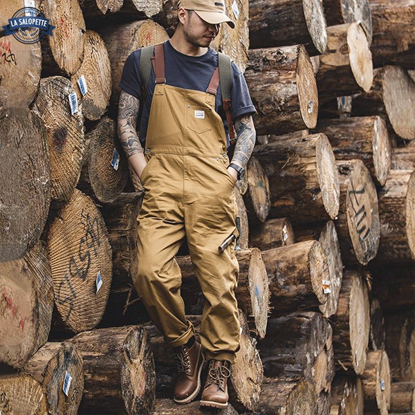 Work Dungarees in Brown Corduroy