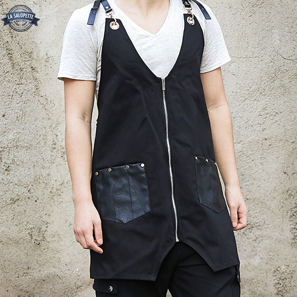 Black Linen Cooking Apron
